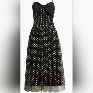 MOON RIVER Bow Polka Dot Mesh Fit & Flare Midi Dress/ Size Small/ NWT/ MSRP $98